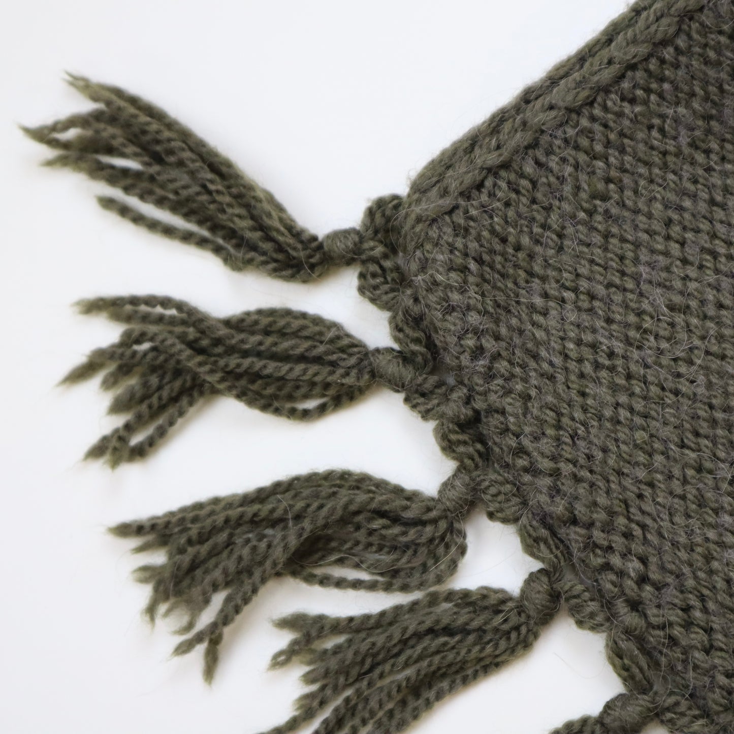 Alpaca Wool Dark Green Fringed Scarf
