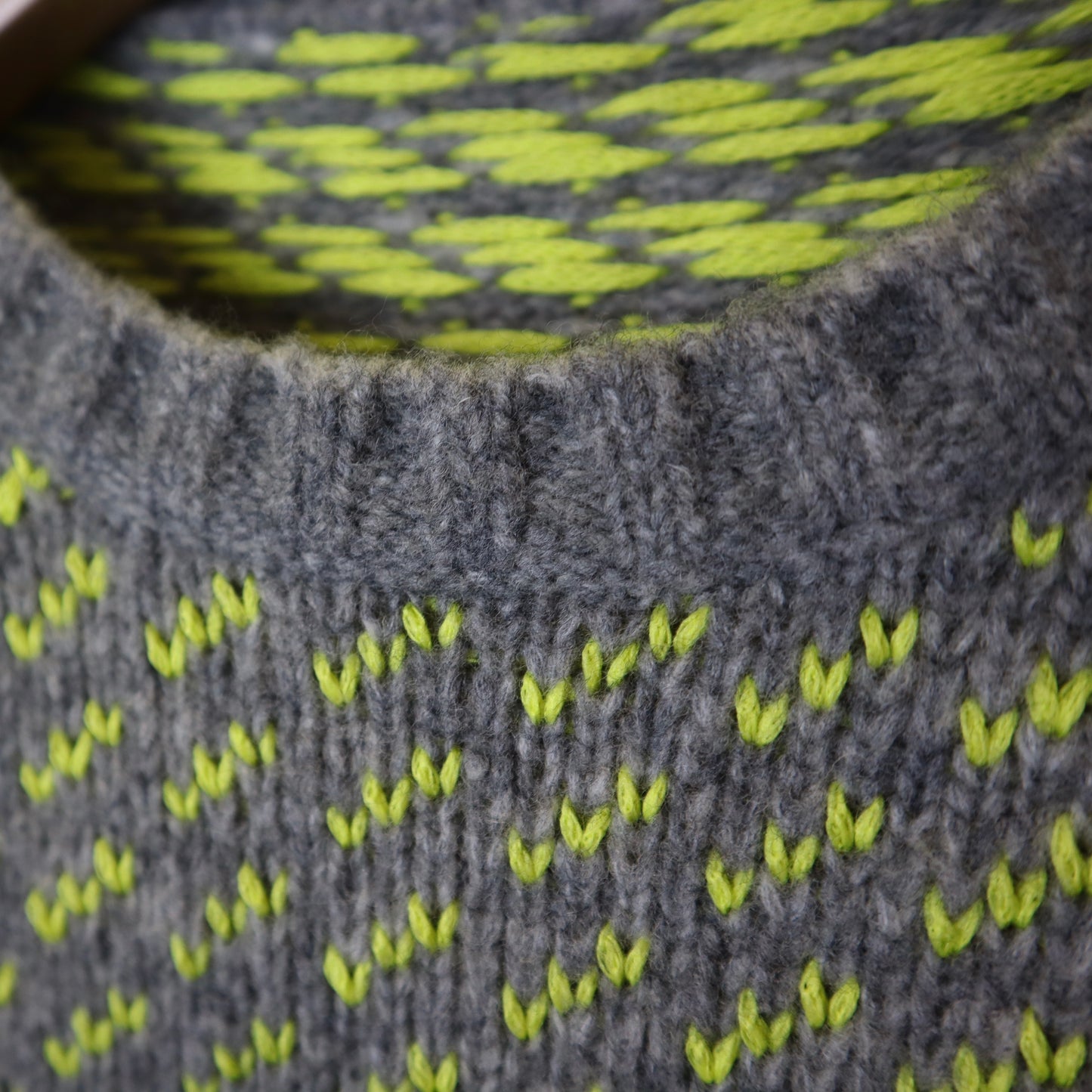 Grey and Yellow Wool Sweater