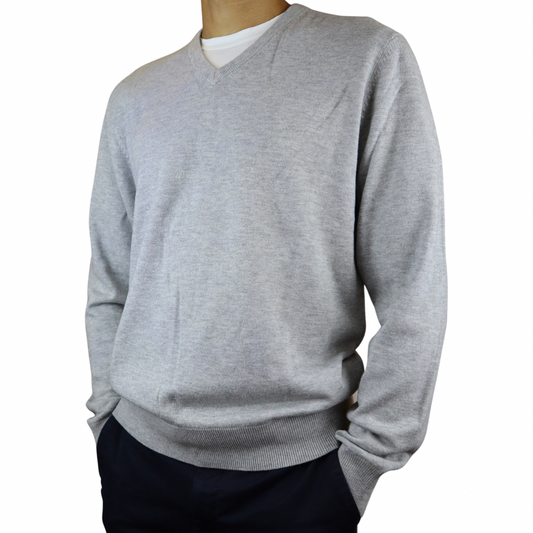 V-Neck Heather Grey Sweater