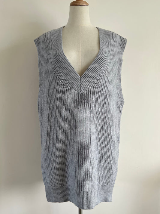 Heather Light Grey Wool Vest (Oversized)