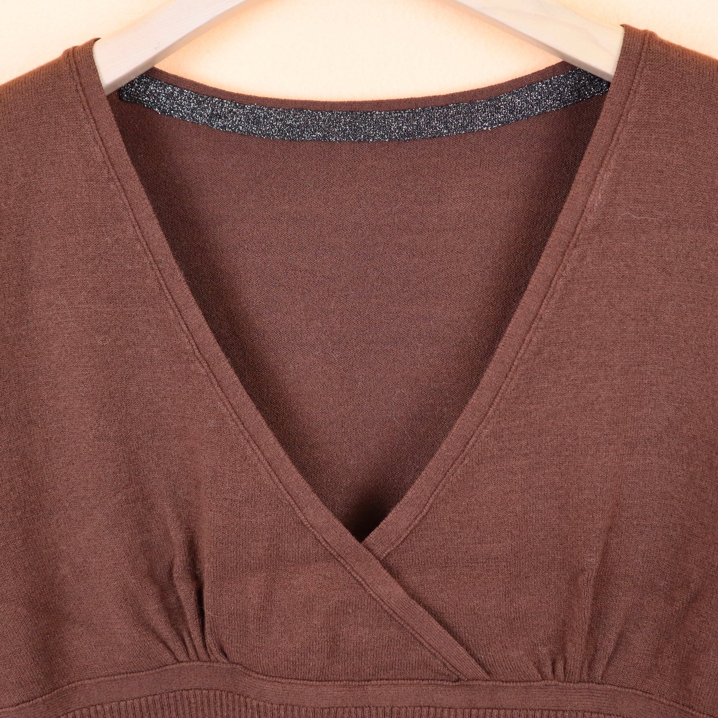 Amber Brown Deep V Top