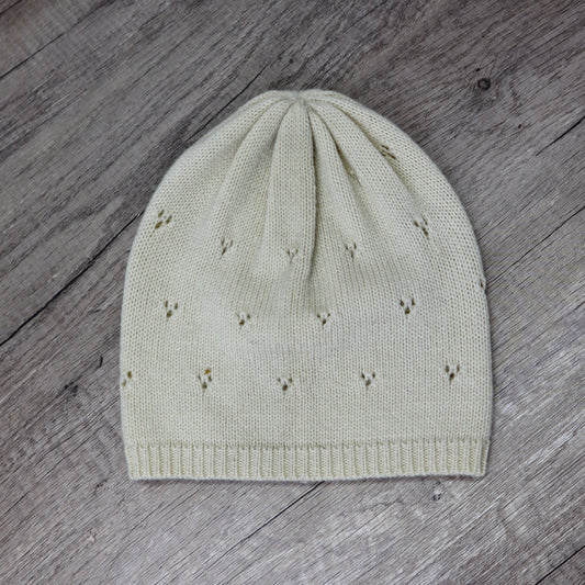 Light Beige Wool Beanie