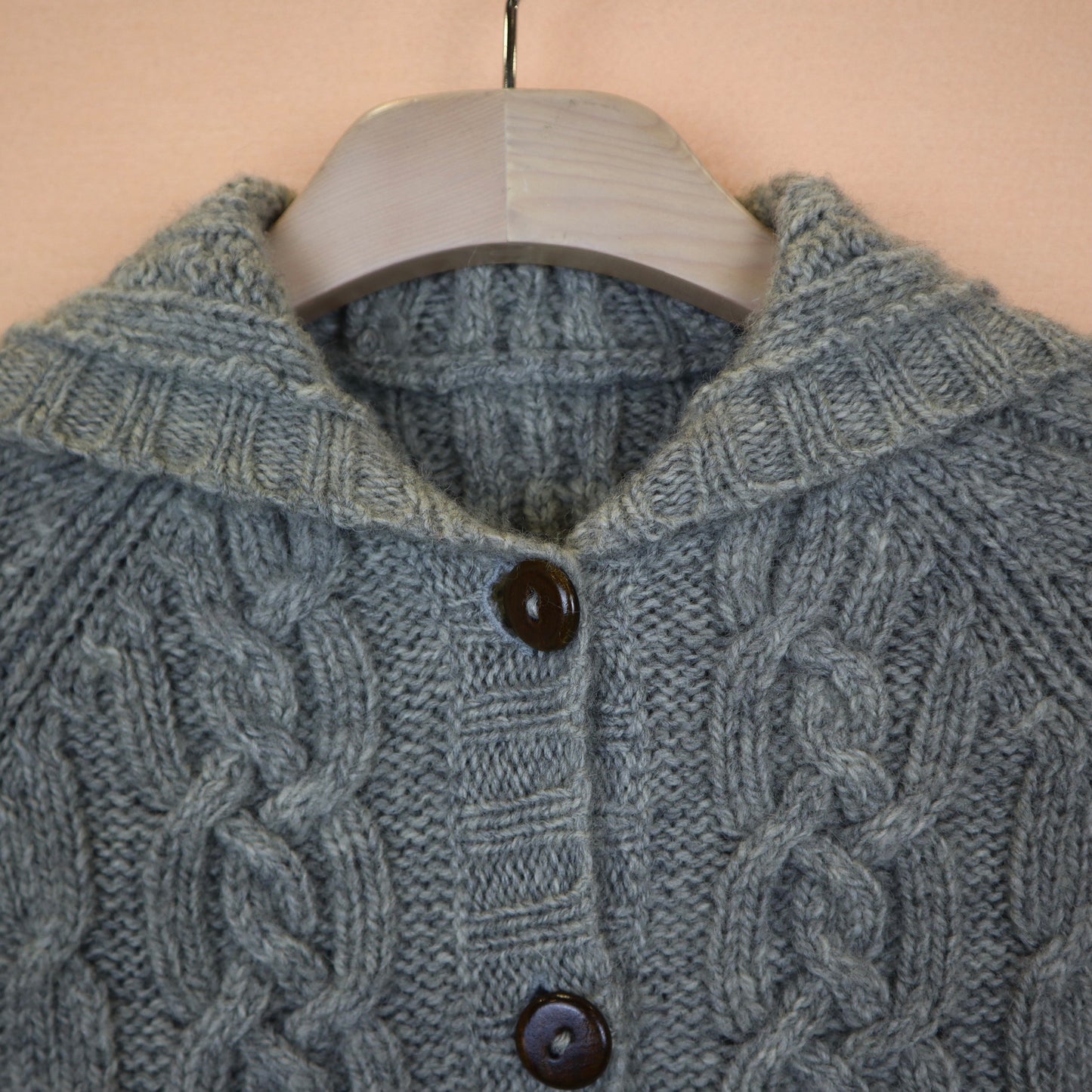 Light Grey Lambswool Cable-Knited Cardigan