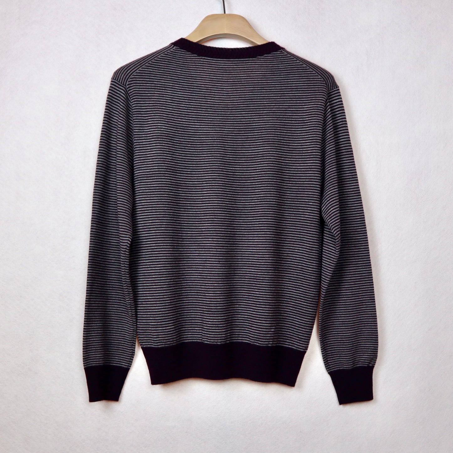 Dark Purple and Grey Striped Wool Sweater