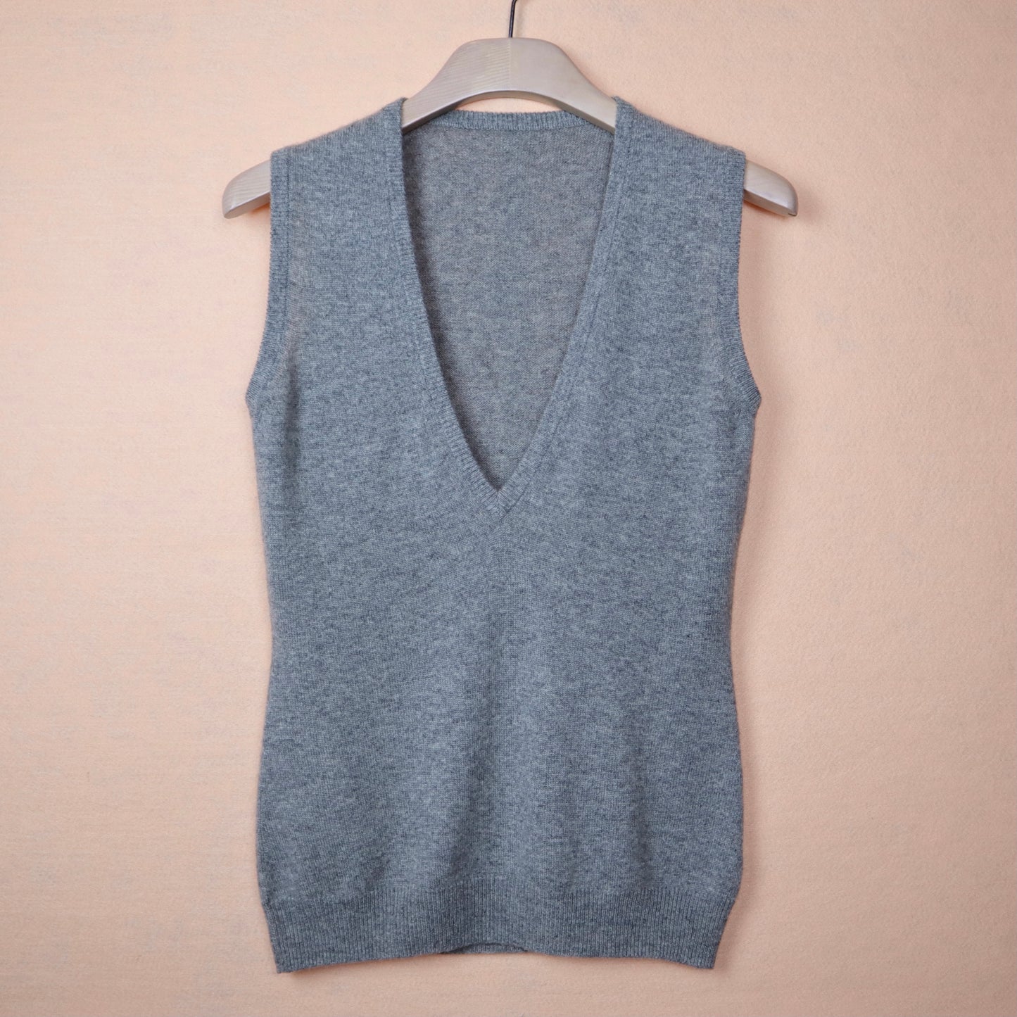 Deep V-Neck Grey Cashmere Vest