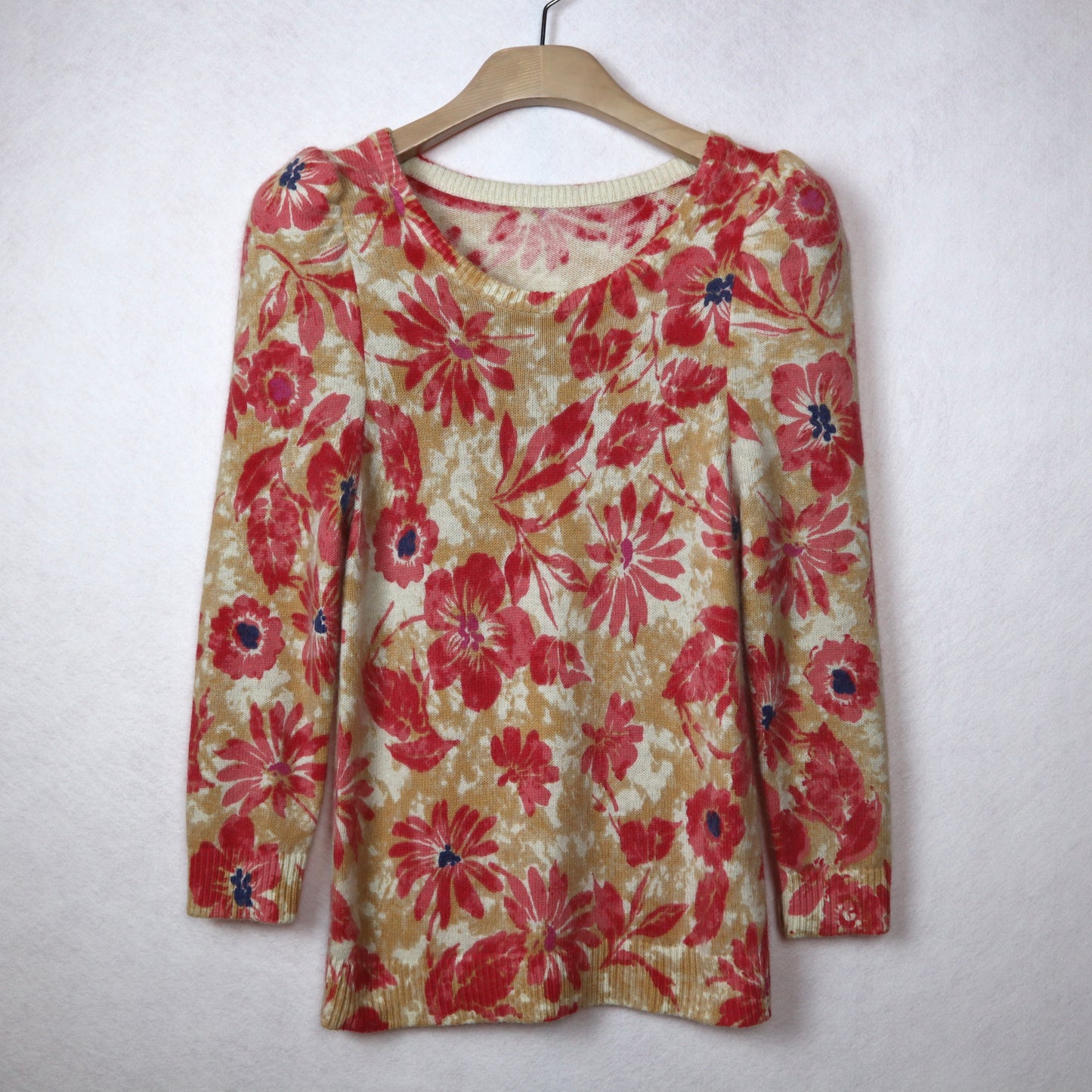 Angora Wool Flower Blouse Sweater