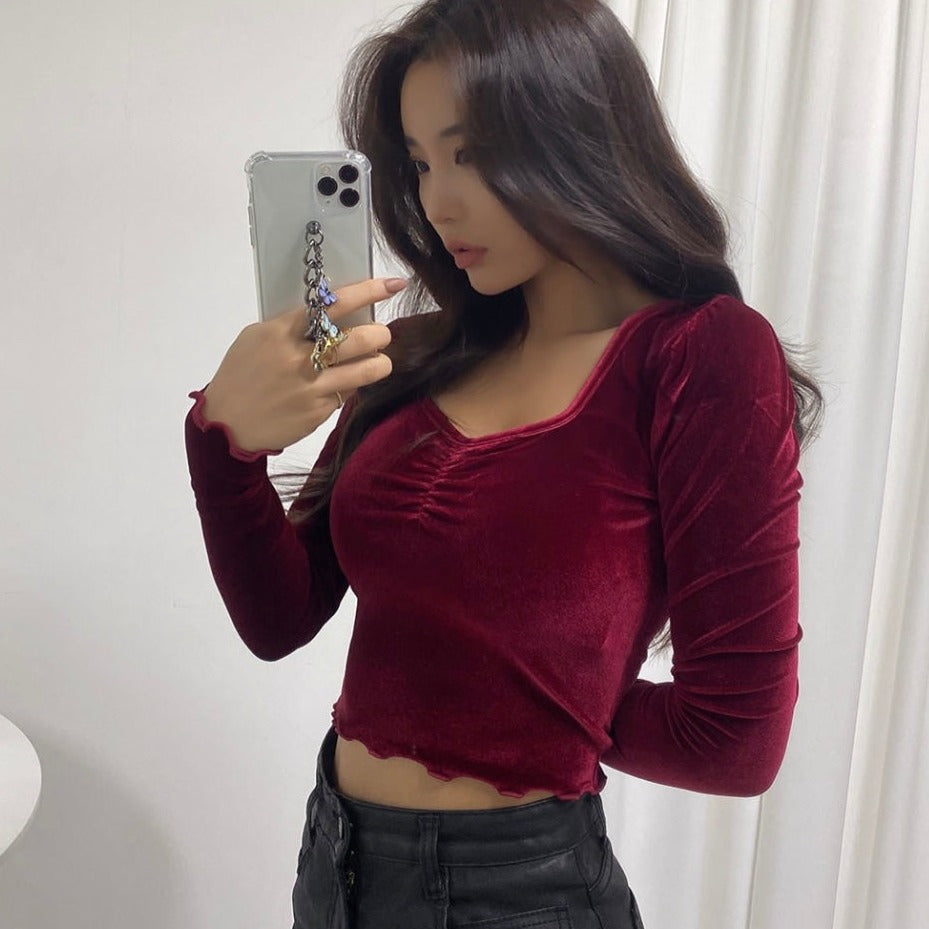 Velvet Long-sleeve Top