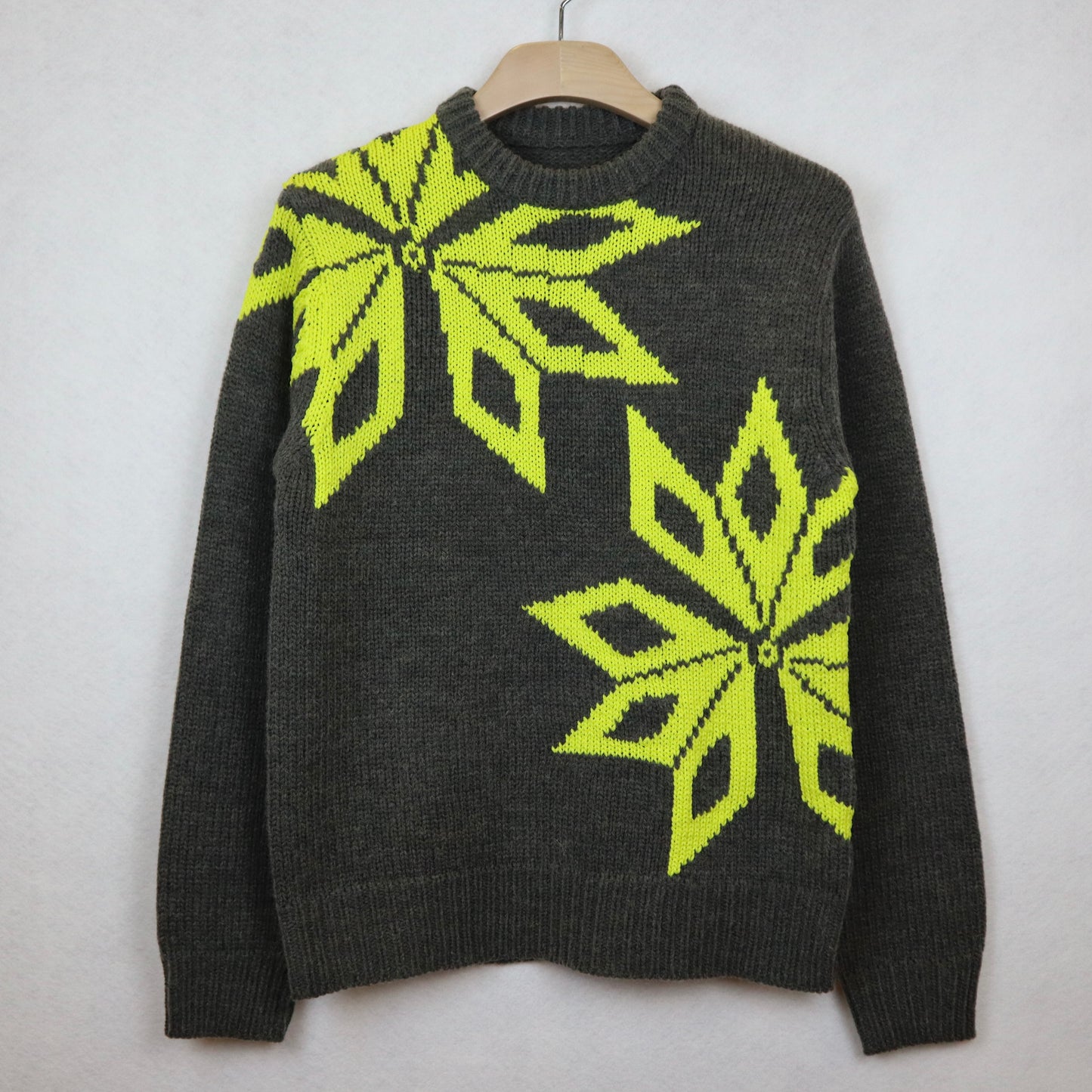 Grey Sweater with Yellow Snowflake Pattern