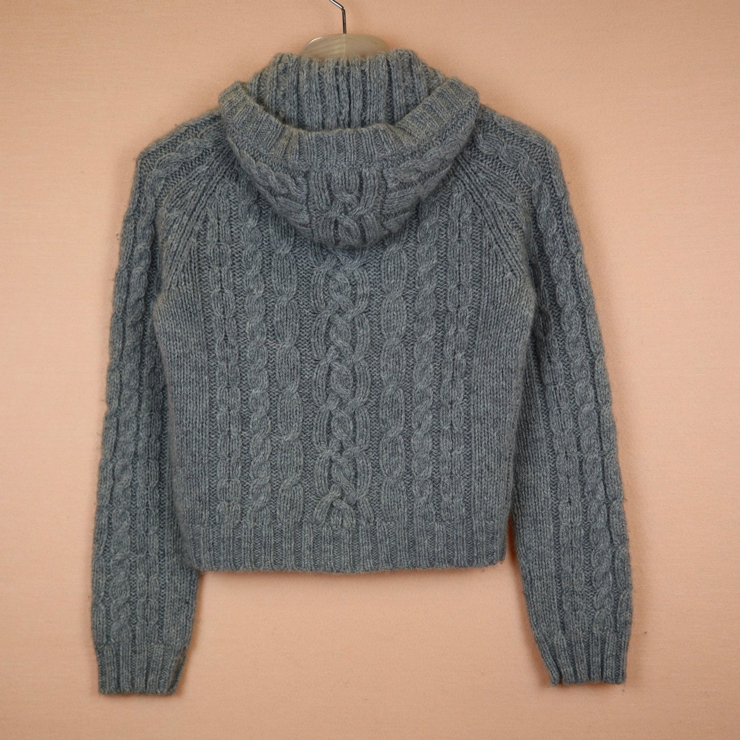 Light Grey Lambswool Cable-Knited Cardigan