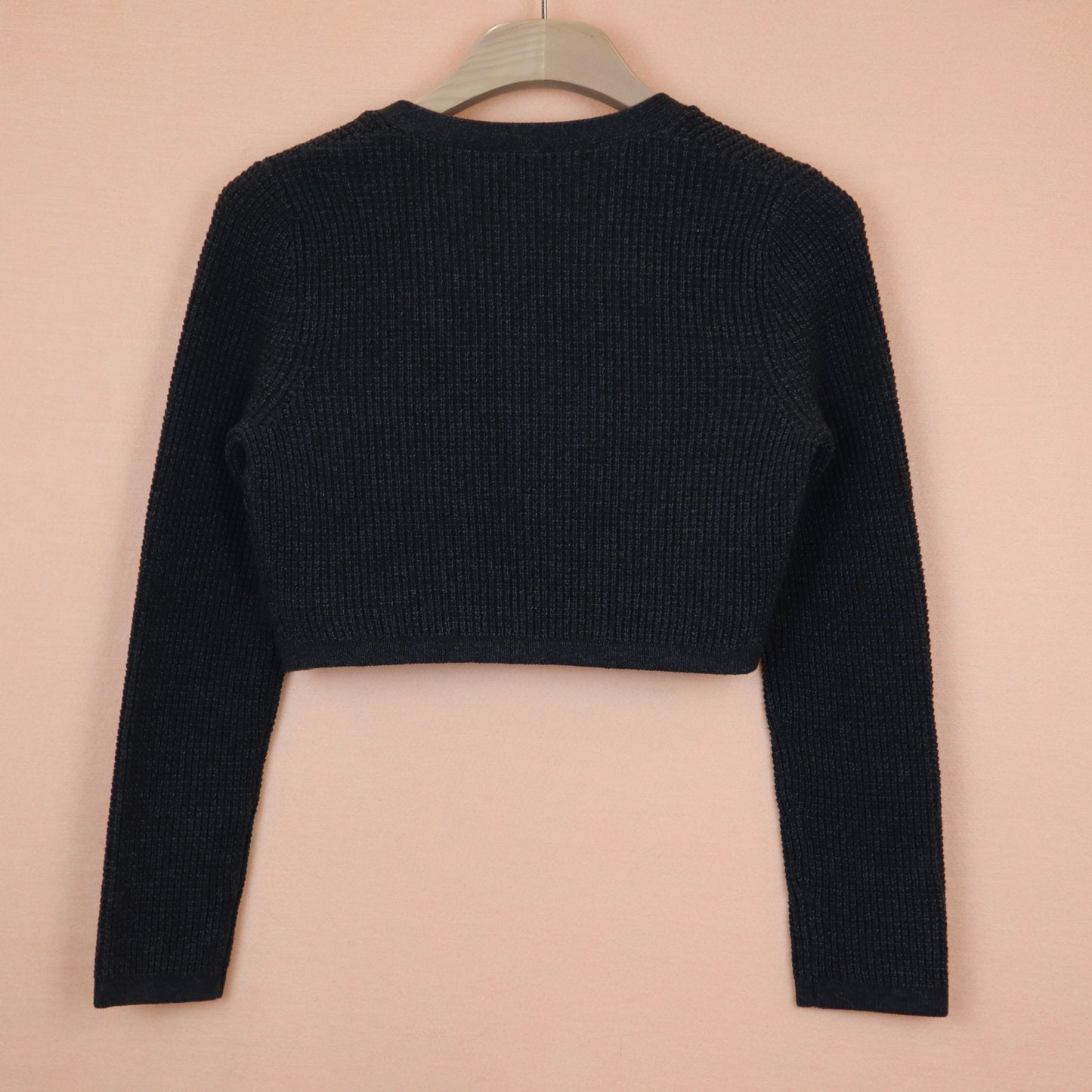 Dark Charcoal Ribbon Crop Cardigan