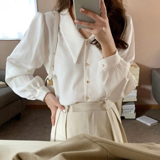 White Shirt with Gold Buttons