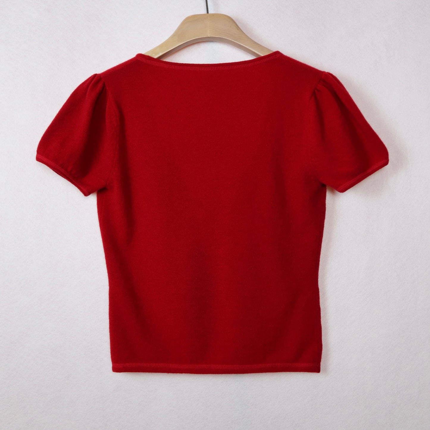 Deep V-Neck Wool Red Top