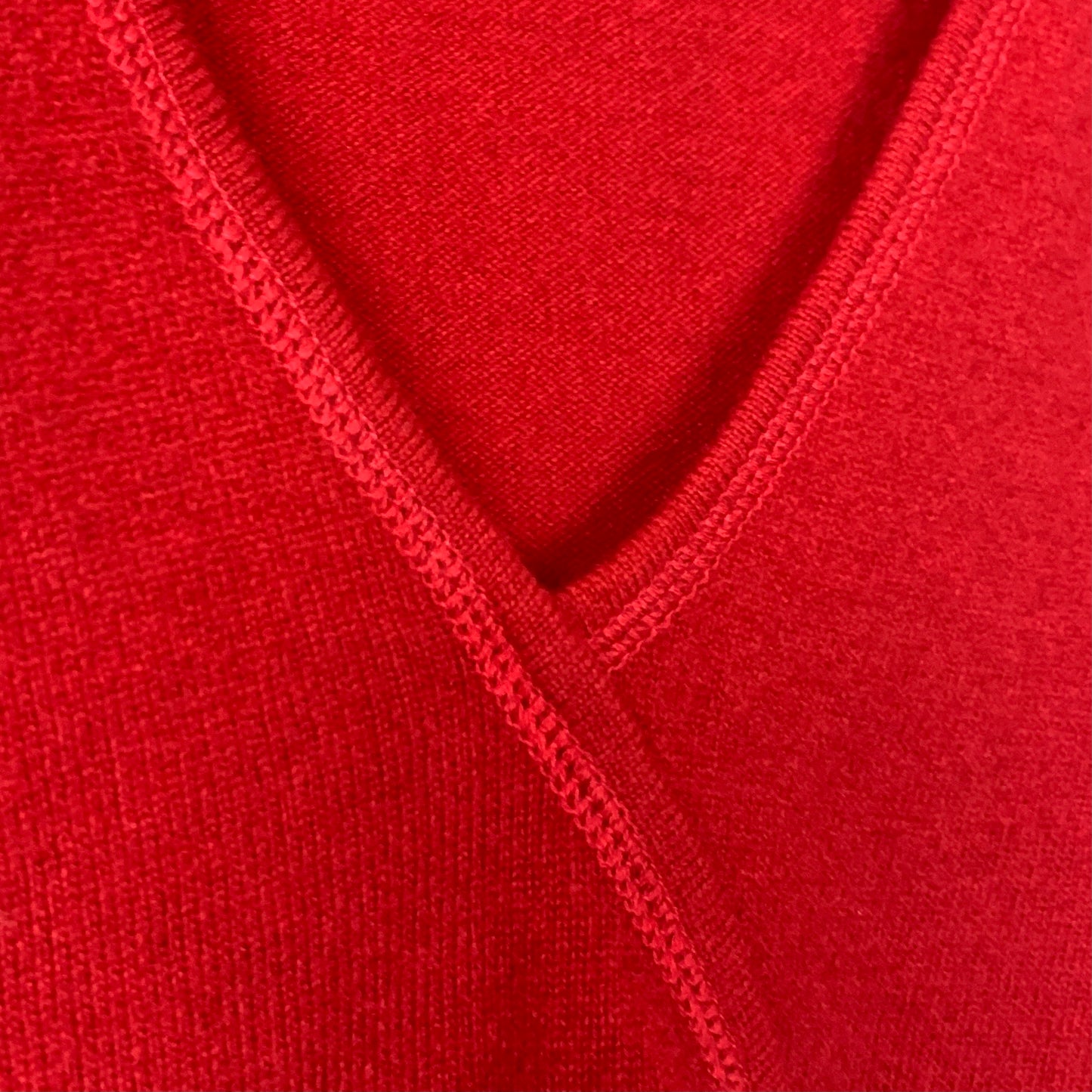 Deep V-Neck Wool Red Top