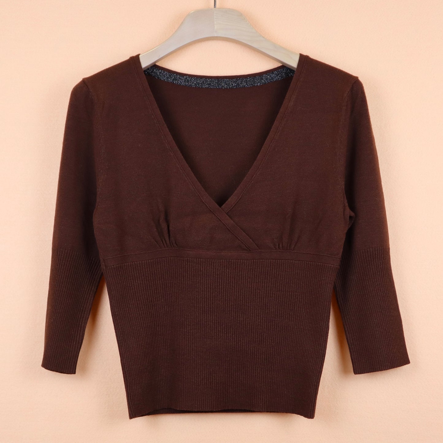 Amber Brown Deep V Top