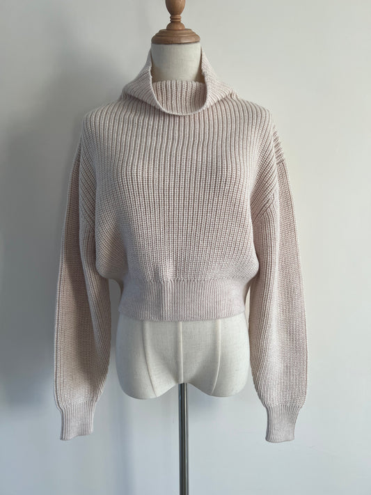 Mock-Neck Crop Wool Sweater