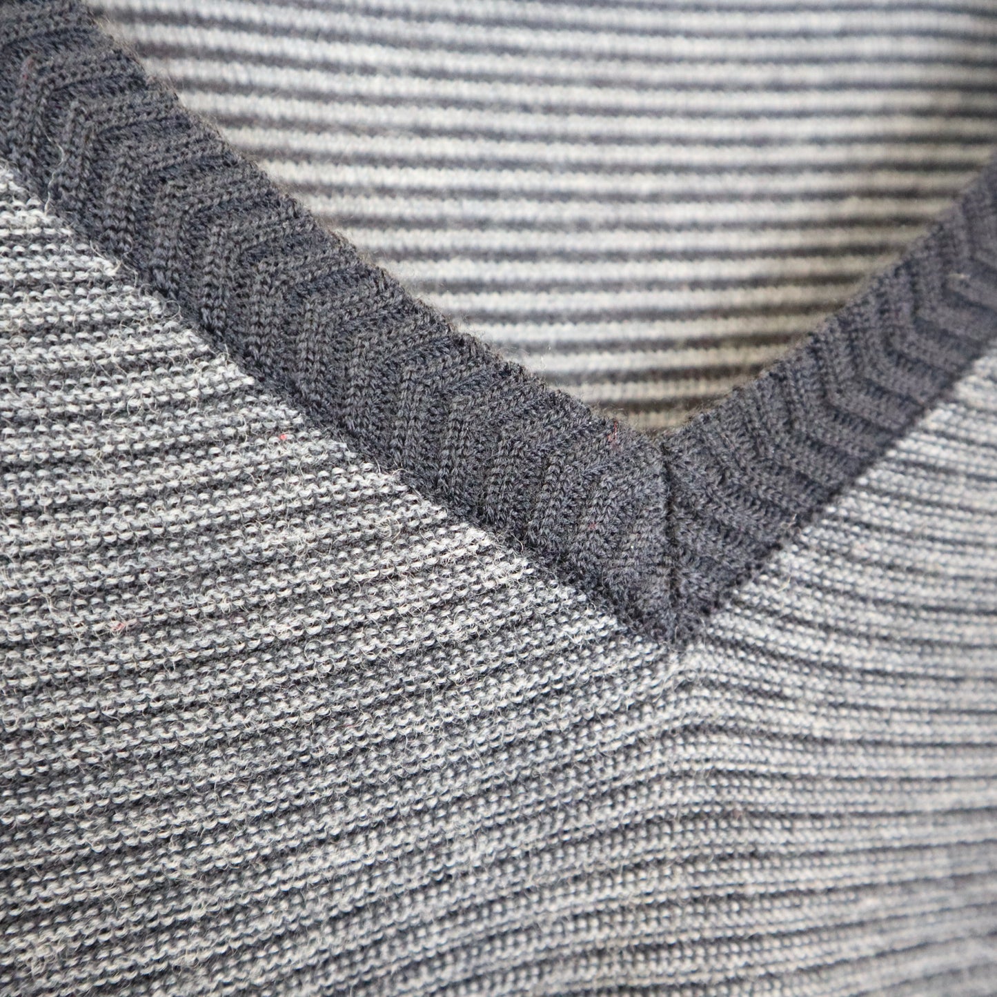 Black and Grey Striped Wool Sweater