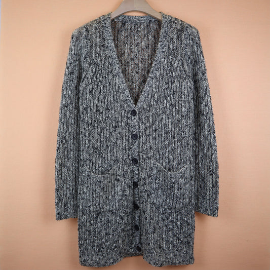 Grey White Long Cardigan