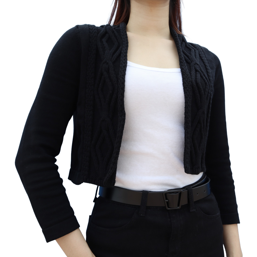 Black Open Knit Cardigan