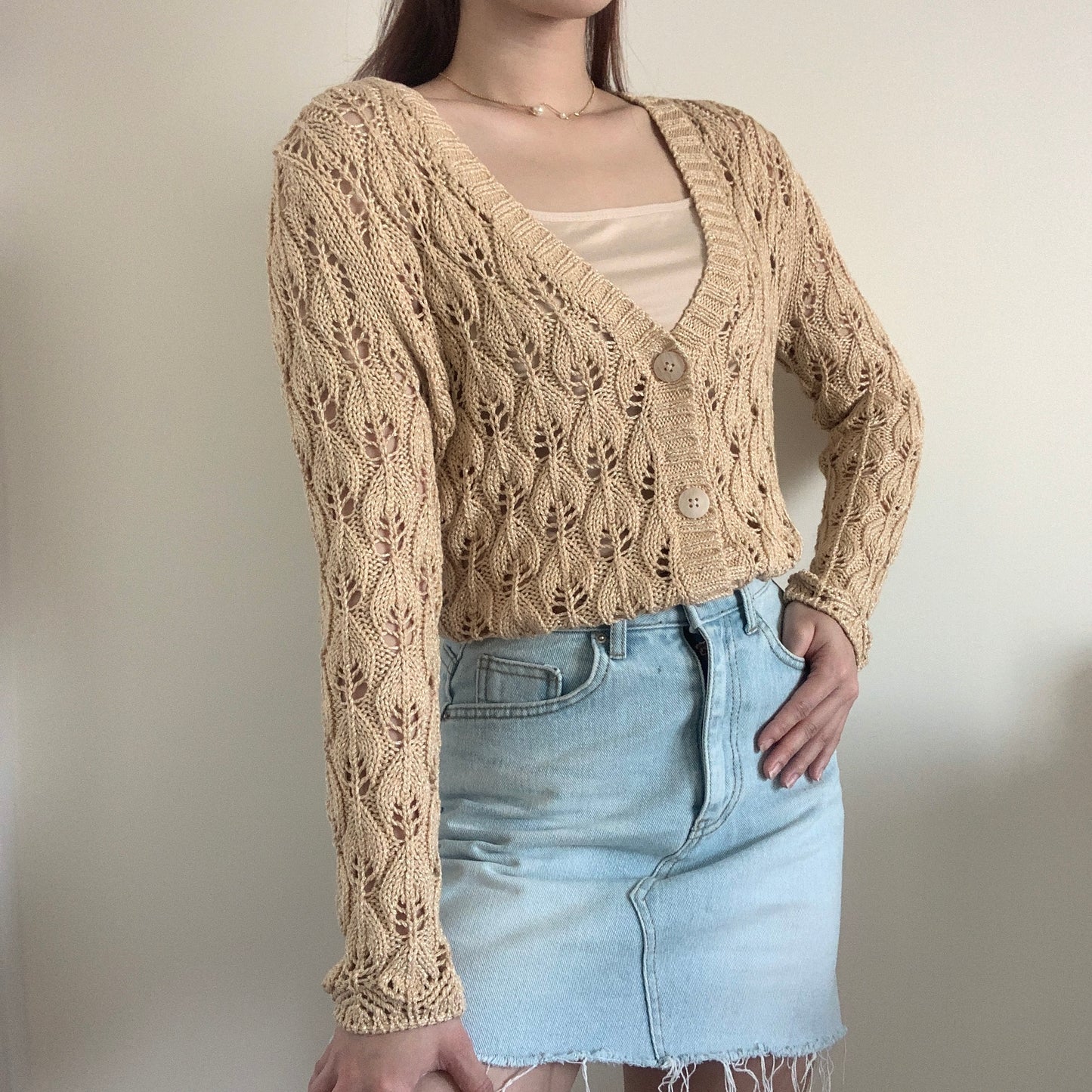 Golden Leaves Pattern Cardigan