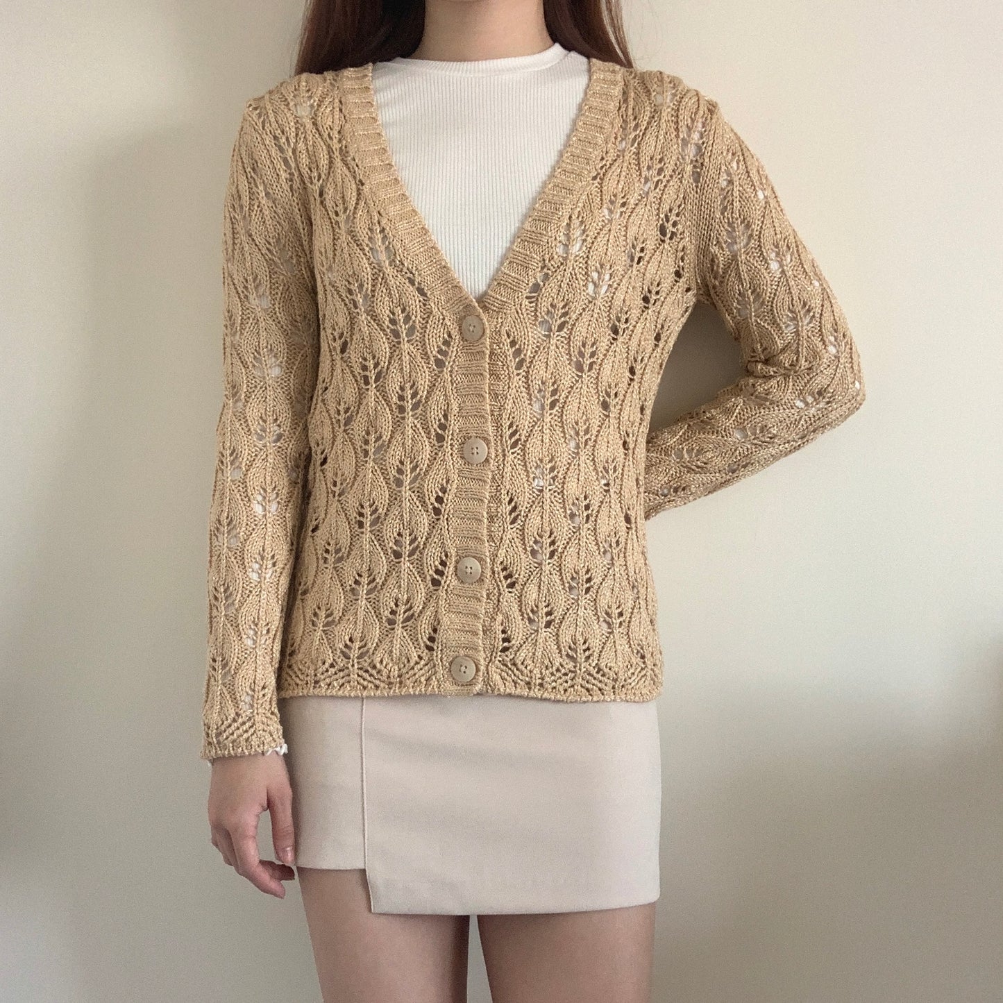 Golden Leaves Pattern Cardigan