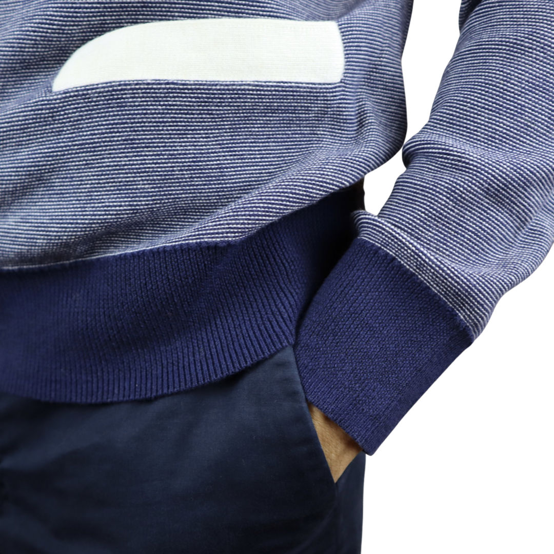 Navy Blue Cardigan with White Edges