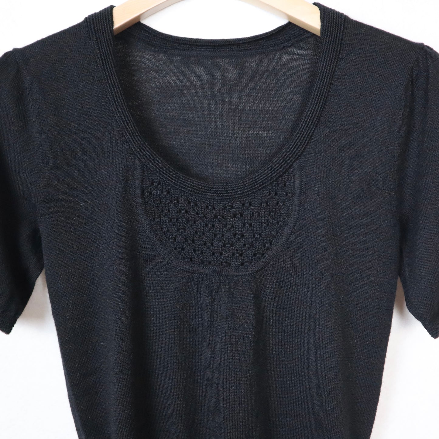 Round-Neck Popcorn-Stitched Top