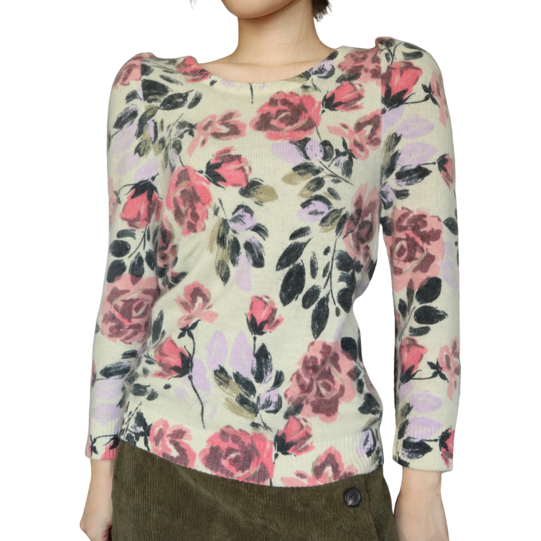 Angora Wool Flower Blouse Sweater