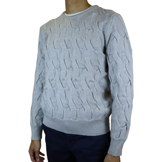 Light Grey Wavy-Patterned Sweater