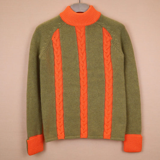 Orange and Beige Turtle-Neck Sweater