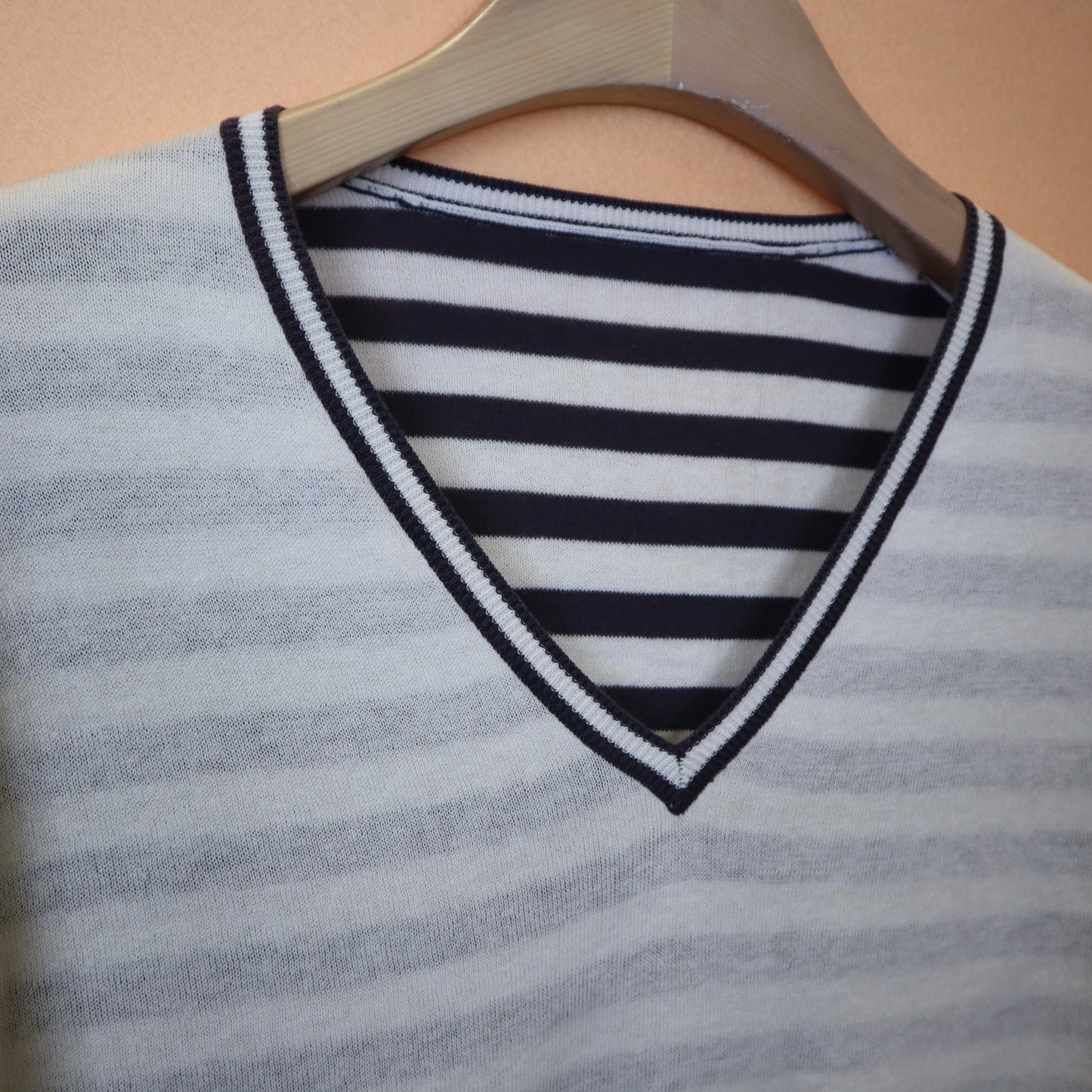 White Sweater wtih Grey Stripes