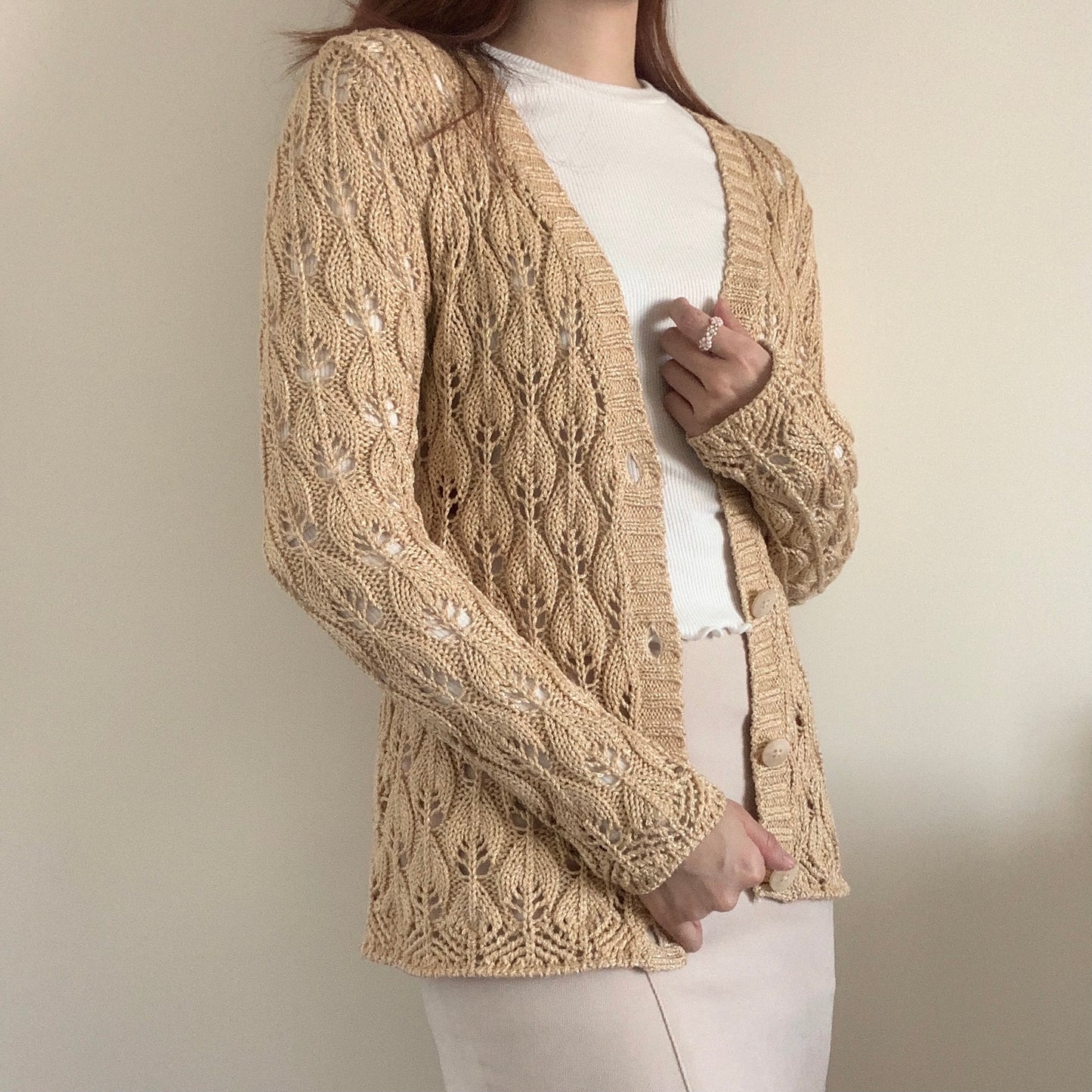 Golden Leaves Pattern Cardigan