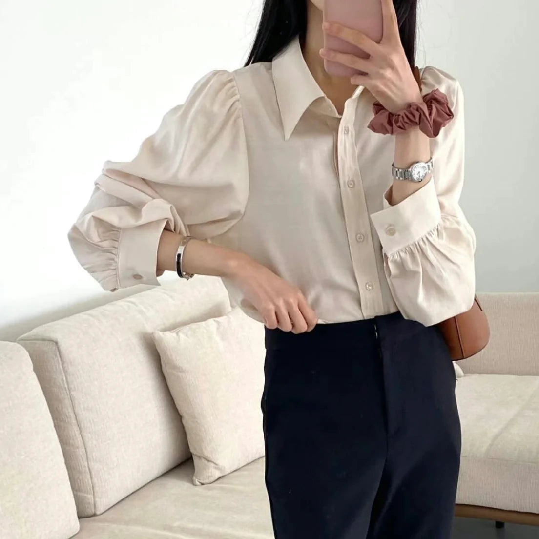 Puff-sleeve Blouse