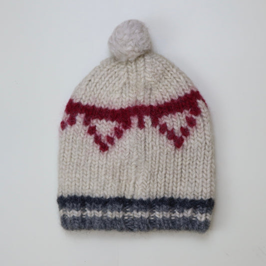 White Beanie with Red Triangles