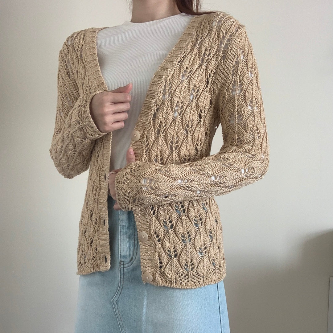 Golden Leaves Pattern Cardigan