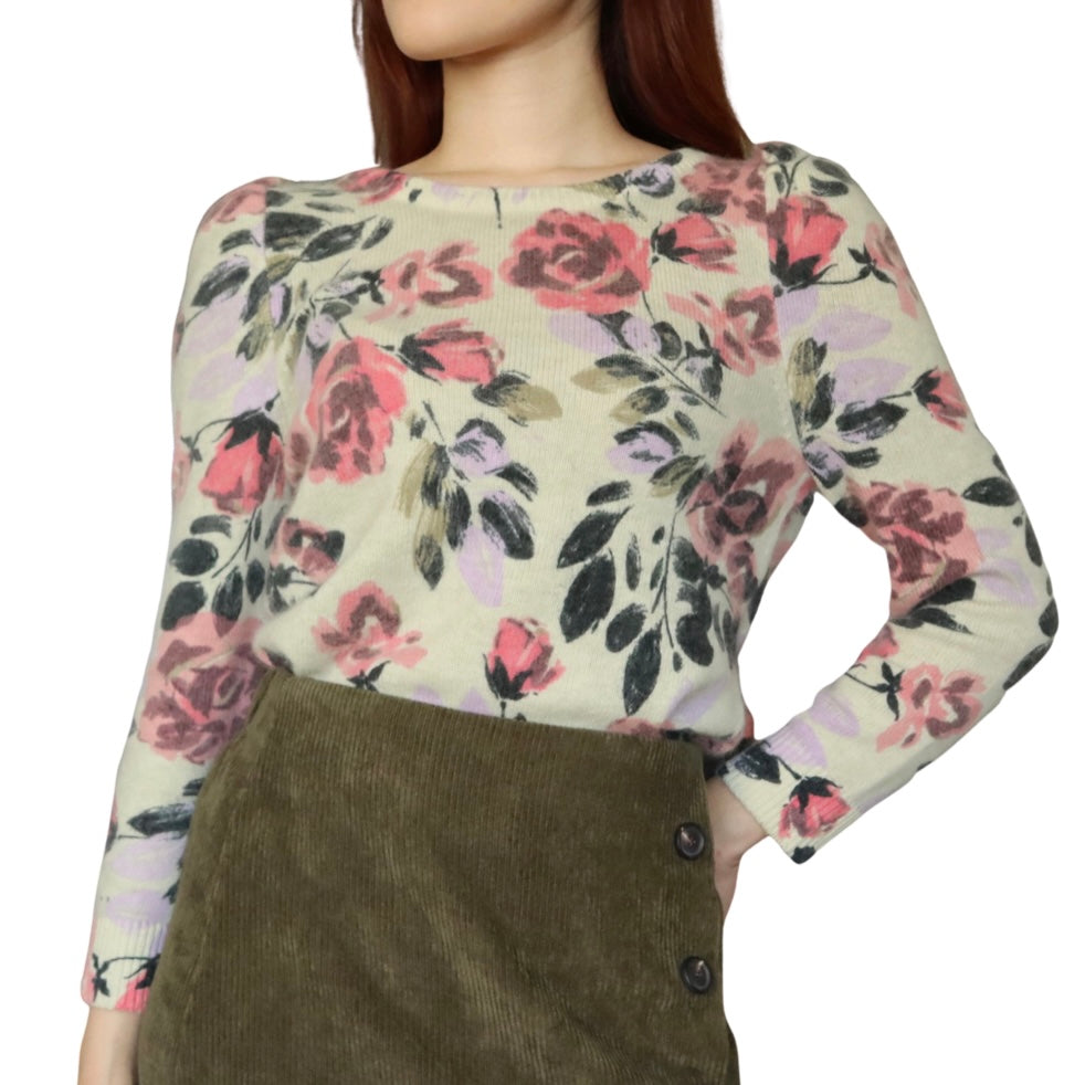 Angora Wool Flower Blouse Sweater