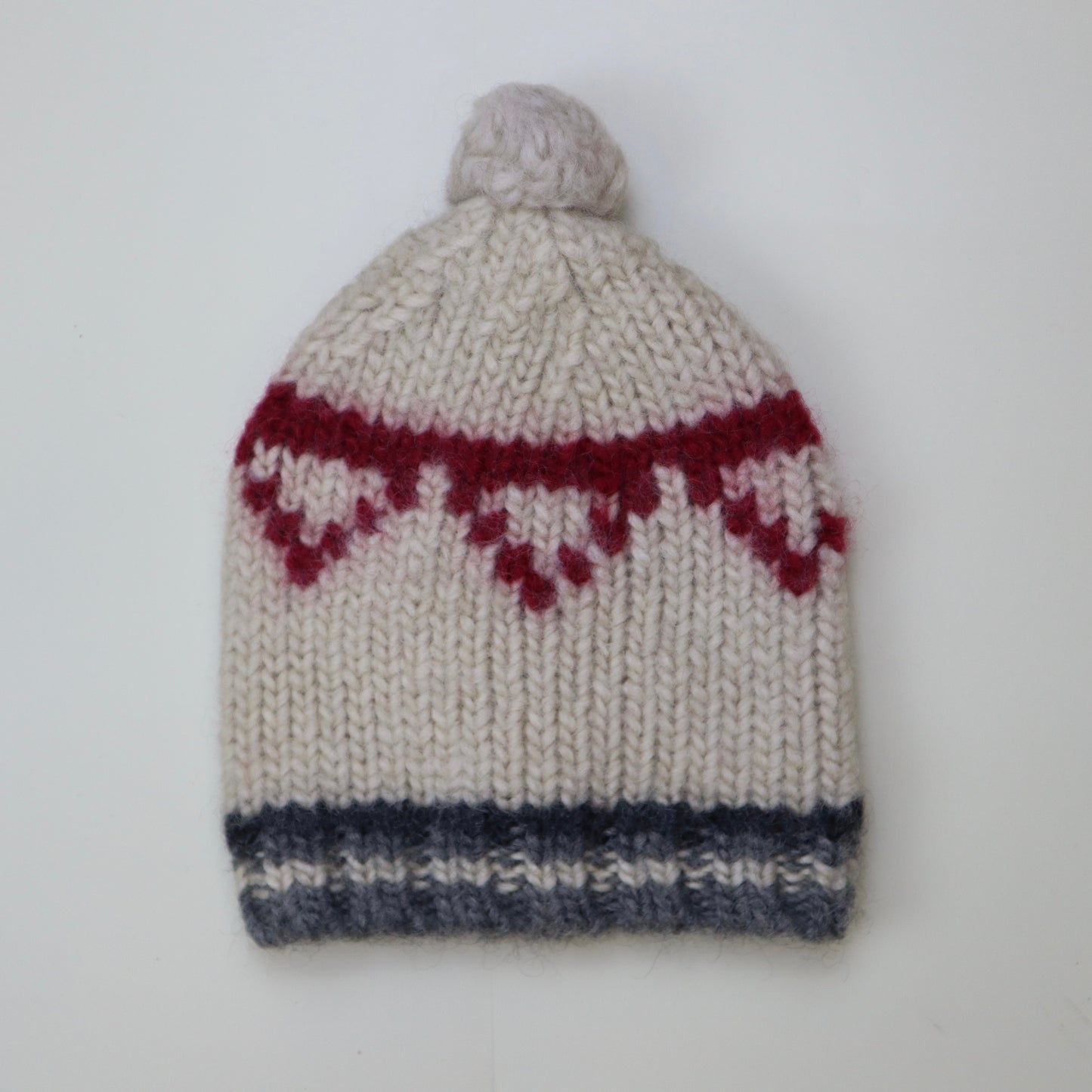 White Beanie with Red Triangles