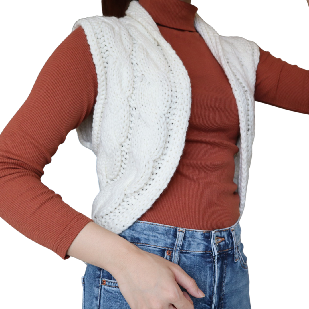 White Open Knitted Cardigan