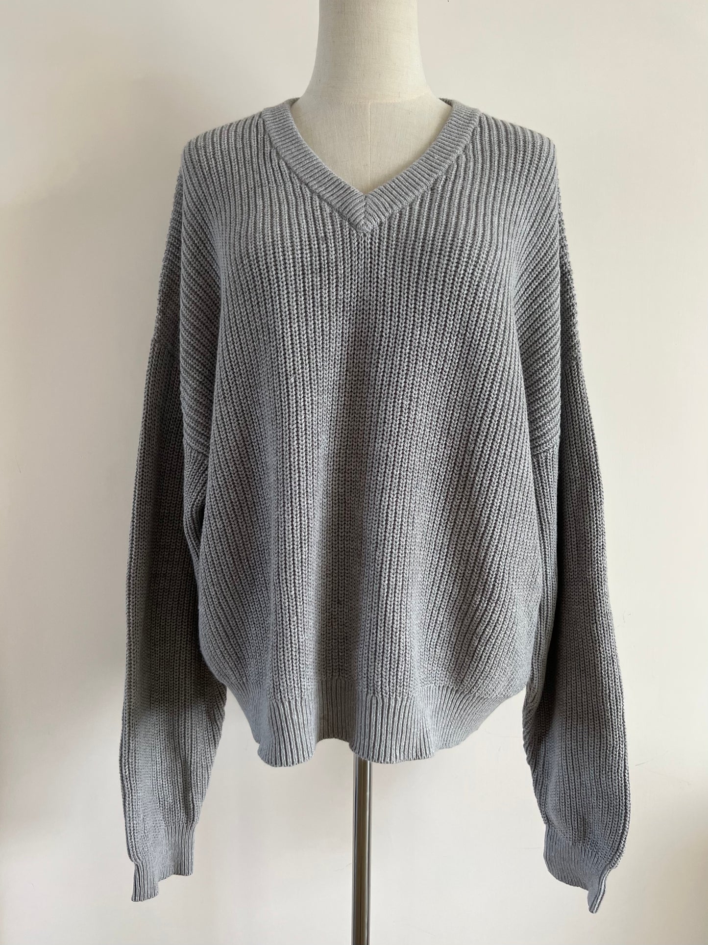 V-Neck Cotton Sweater (Oversized)