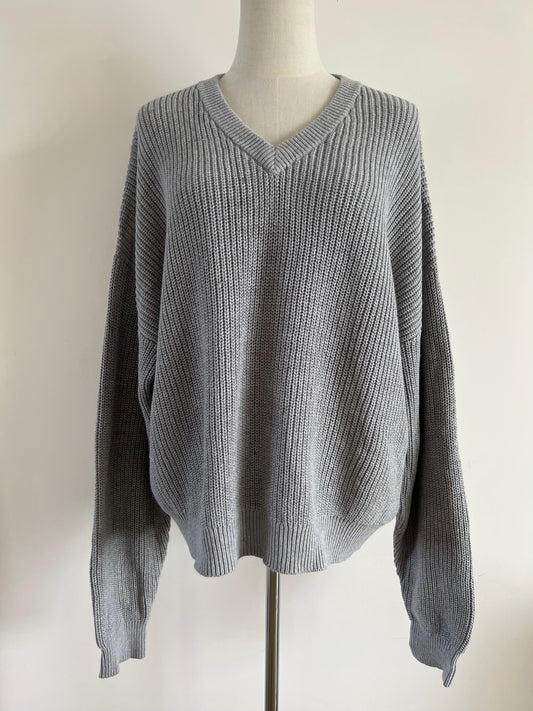 V-Neck Cotton Sweater (Oversized)