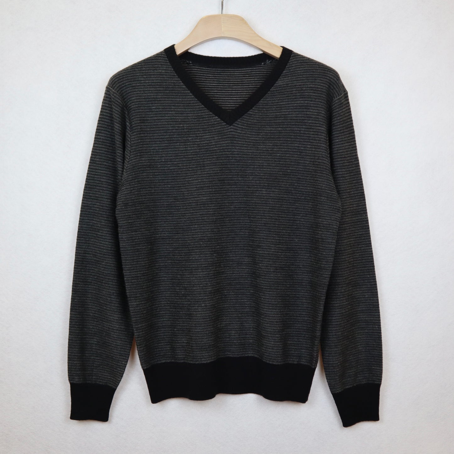 Black and Grey Striped Wool Sweater