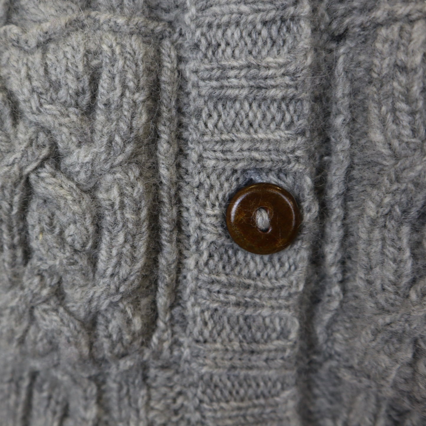 Light Grey Lambswool Cable-Knited Cardigan