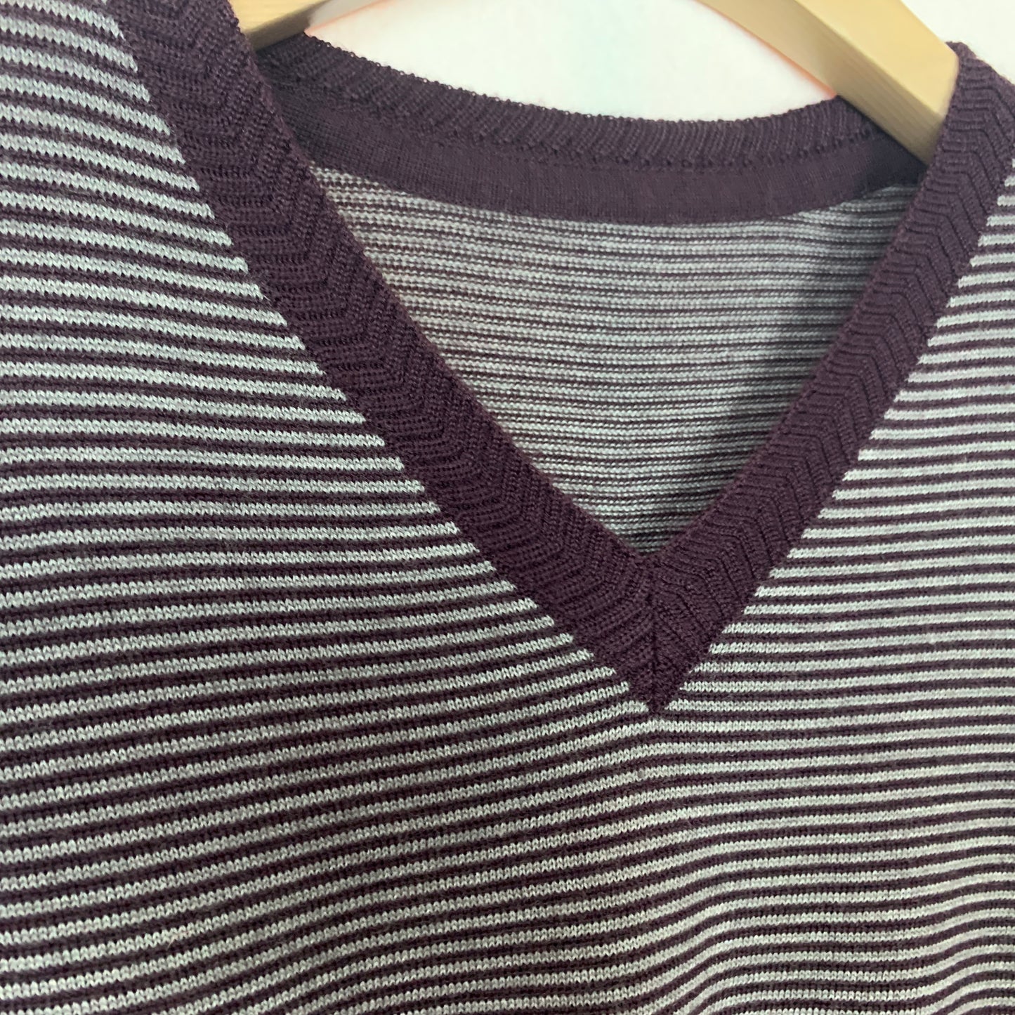 Dark Purple and Grey Striped Wool Sweater