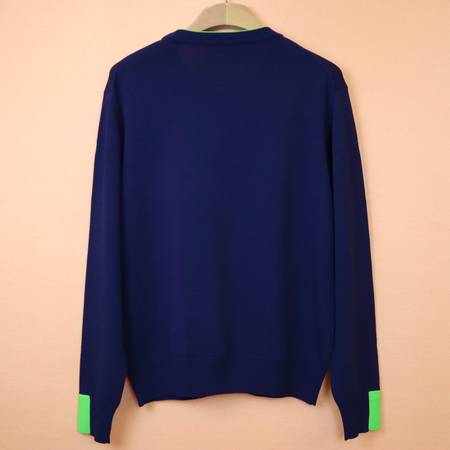 Navy Blue Sweater with Neon Green