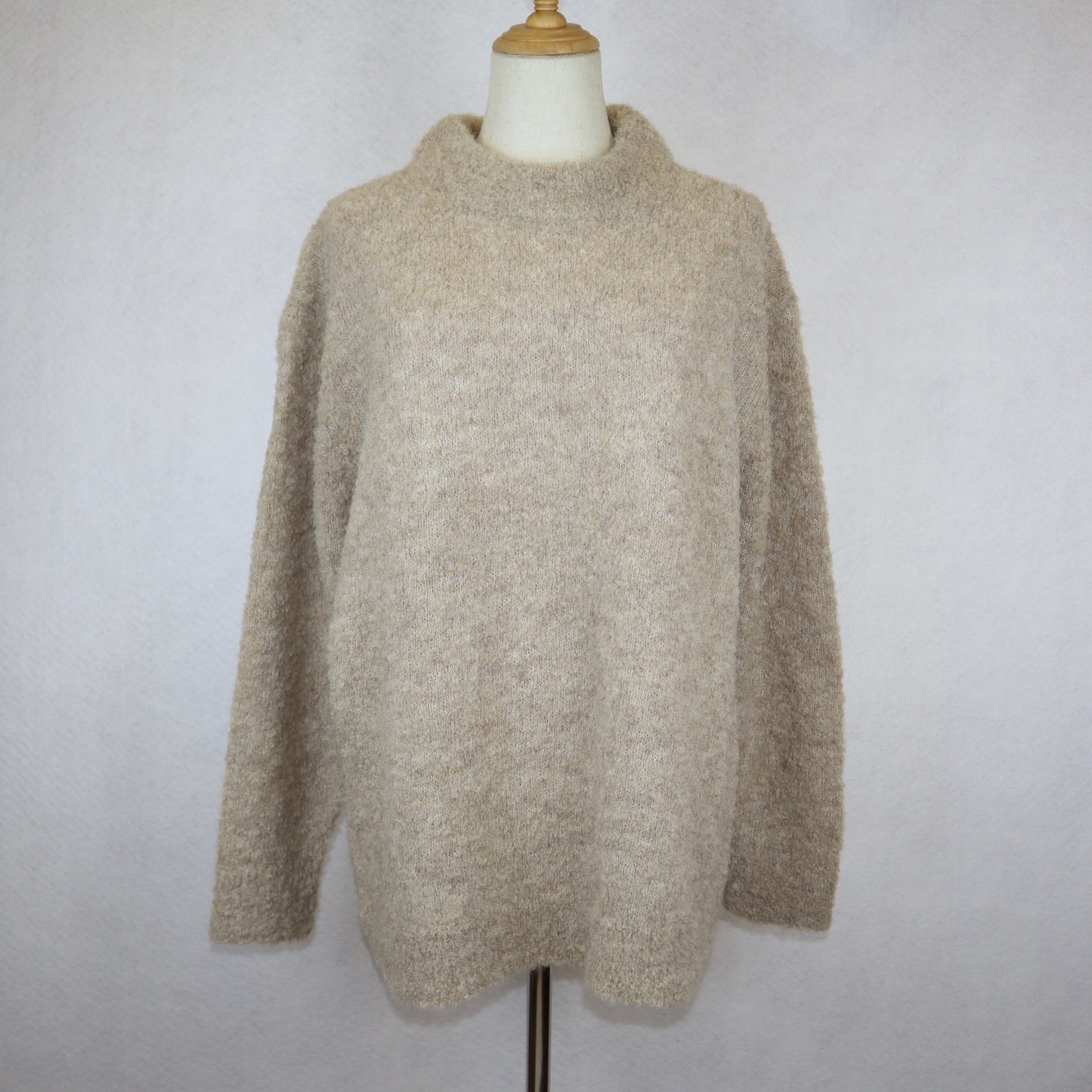 Beige Turtle-neck Alpaca Wool Sweater