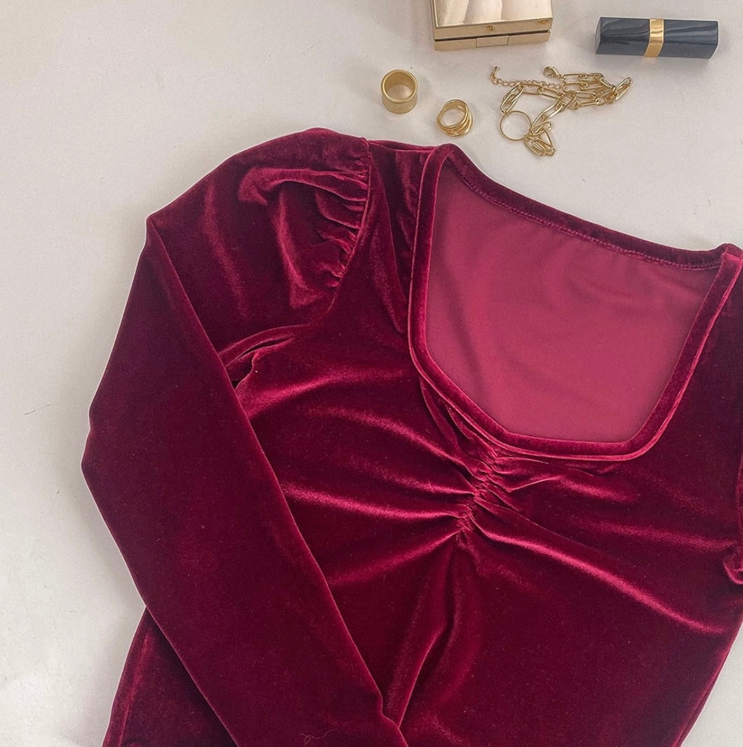 Velvet Long-sleeve Top