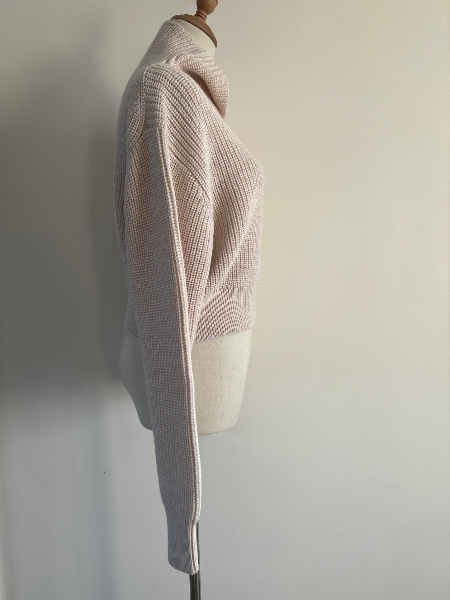 Mock-Neck Crop Wool Sweater