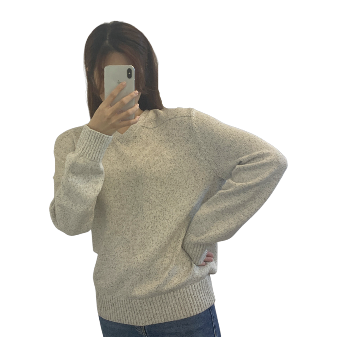 Oatmeal V-Neck Sweater