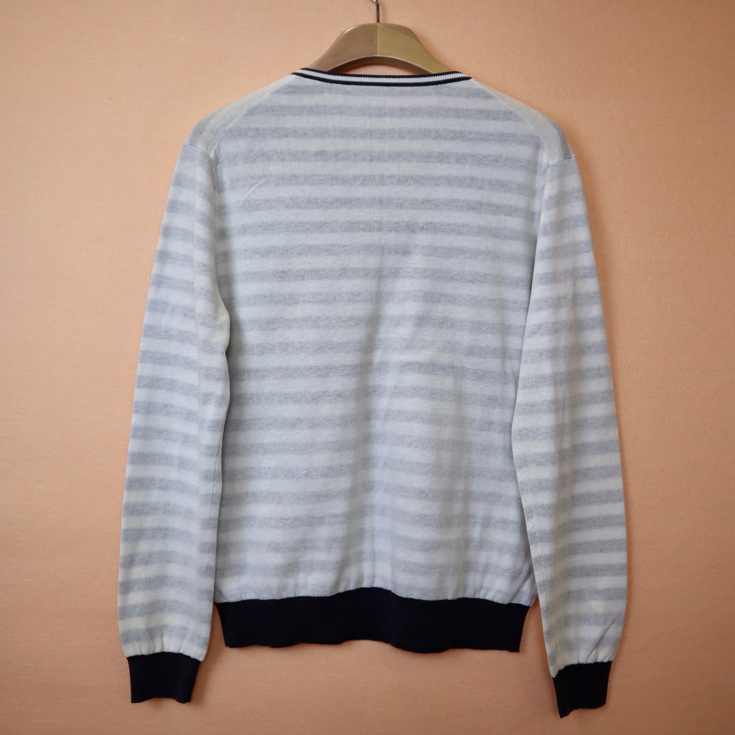 White Sweater wtih Grey Stripes