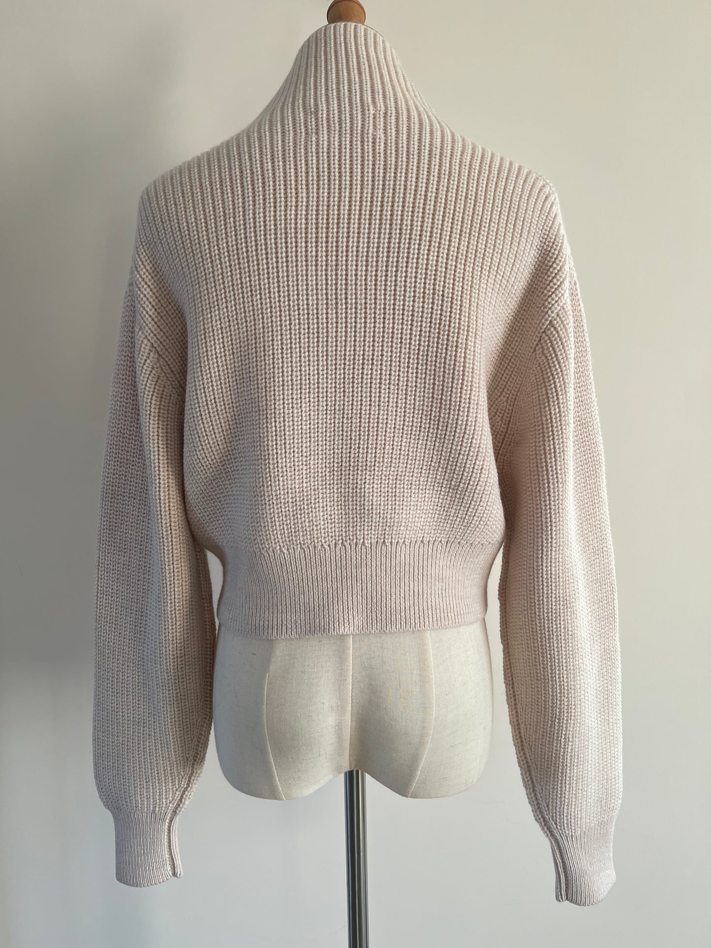 Mock-Neck Crop Wool Sweater