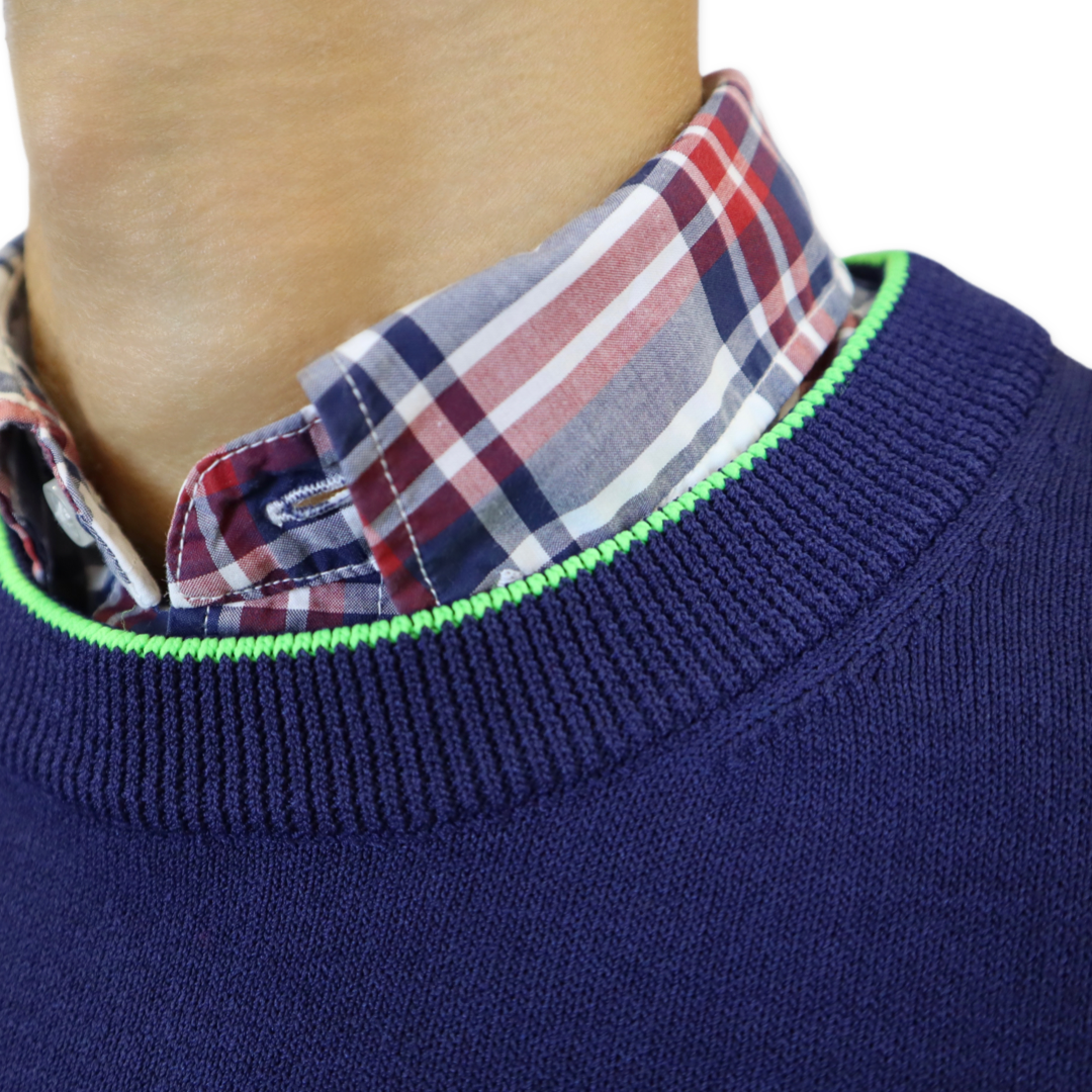 Navy Blue Sweater with Neon Green